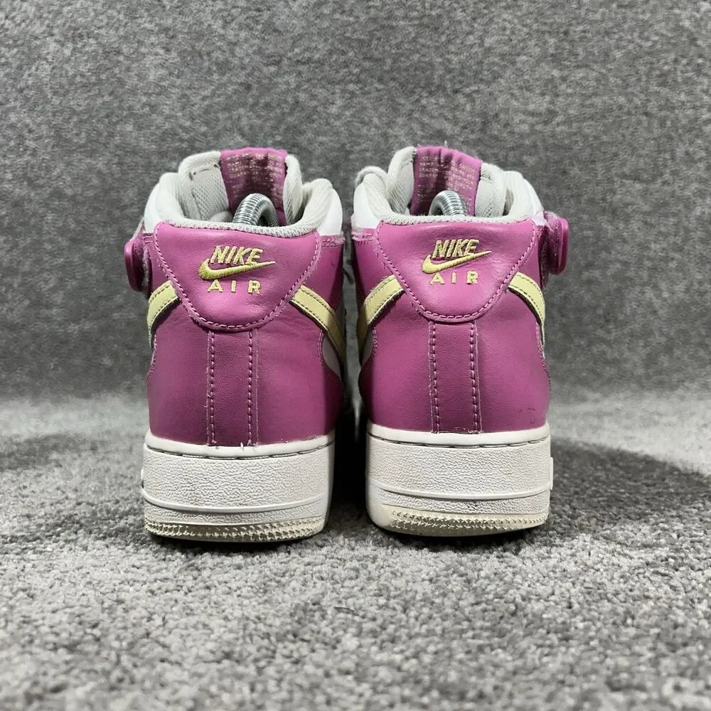 Nike Air Force 1 Mid GS Trainers DH2933-100 White Pink Kids Size 6Y Shoes Used